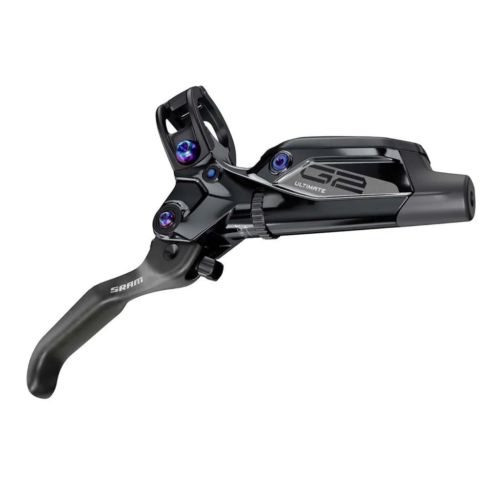 Image of Sram G2 Ultimate Rear Disc Brake with Carbon Lever/Rainbow Hardware Reach Swinglink includes MMX Clamp Rotor/Bracket Sold Separately A2 2000mm Black